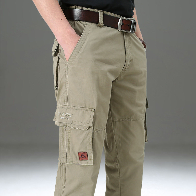 休闲裤男夏季薄款宽松大码直筒纯棉长裤子户外多口袋工装裤男春秋,男装,休闲裤,淘宝优惠券,粉丝福利购,淘宝优惠卷