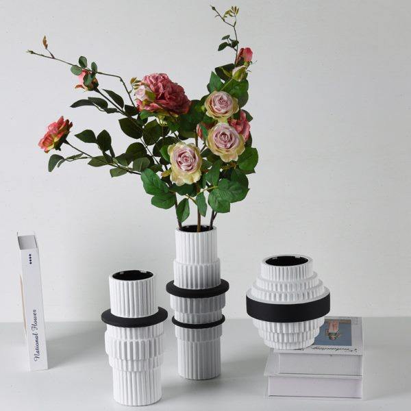 陶瓷花瓶简约条纹北欧风格花器客厅玄关电视柜酒柜家居软装工,鲜花速递/花卉仿真/绿植园艺,花瓶,淘宝优惠券,粉丝福利购,淘宝优惠卷