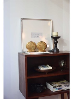 嘻物所 复古古铜色贝壳书挡摆件客厅书房桌面装饰品铸铁书立扇贝