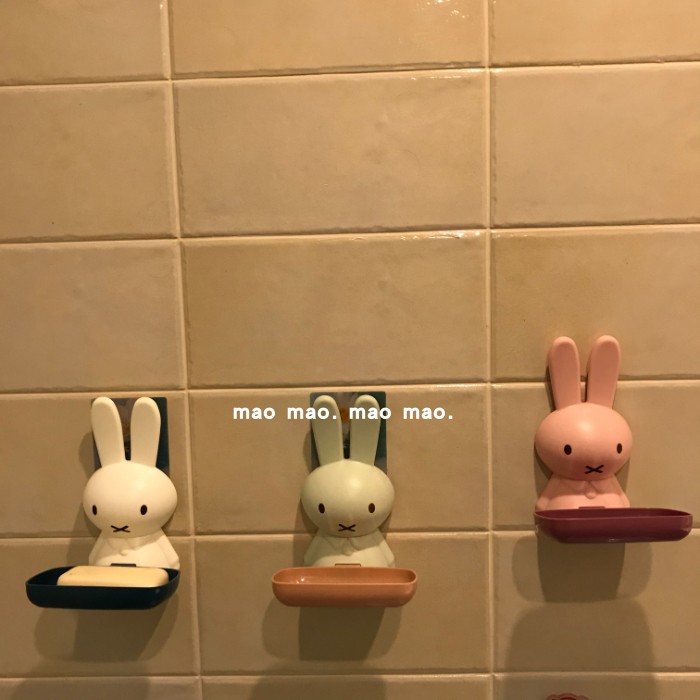 冒冒/可爱家居小兔塑料肥皂盒少女心卡通浴室挂壁式肥皂收纳架子