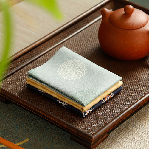 麂皮绒国风双面吸水茶巾禅意中式高档茶桌垫养壶巾茶盘台配件毛巾