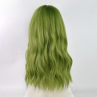 绿色假发女锁骨发全头套式万用头发lolita中长卷发彩大波浪毛cos