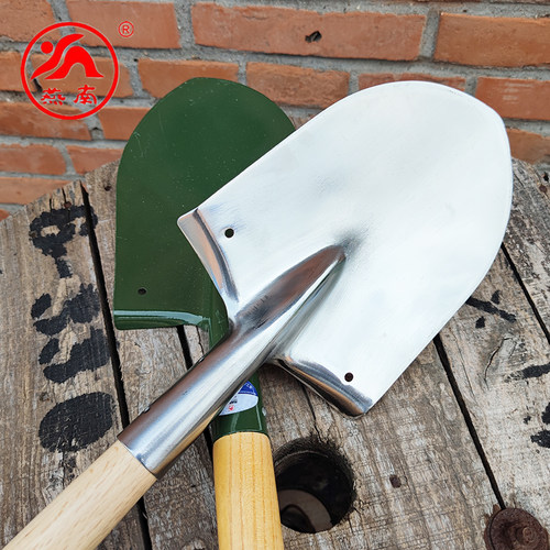 燕南钢锹 不锈钢工兵铲加长款户外铲子铬钢205小锹青冈木车载钓鱼