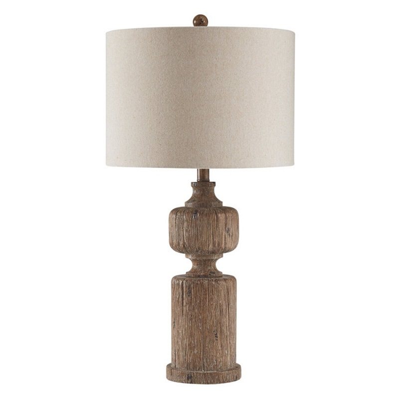 美式乡村做旧复古实木台灯客厅餐厅卧室床头灯木质雕刻服装店灯具