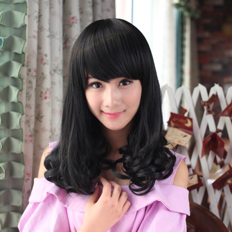 2019新款 假发女长梨花 蓬松 齐斜刘海梨花头修脸 整顶假发套包邮