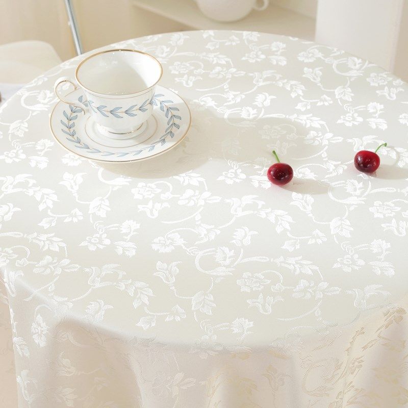 唯米5152欧式百搭奶白色提花蕾丝圆形餐桌布艺小圆桌防尘盖巾台布,居家布艺,桌布,淘宝优惠券,粉丝福利购,淘宝优惠卷