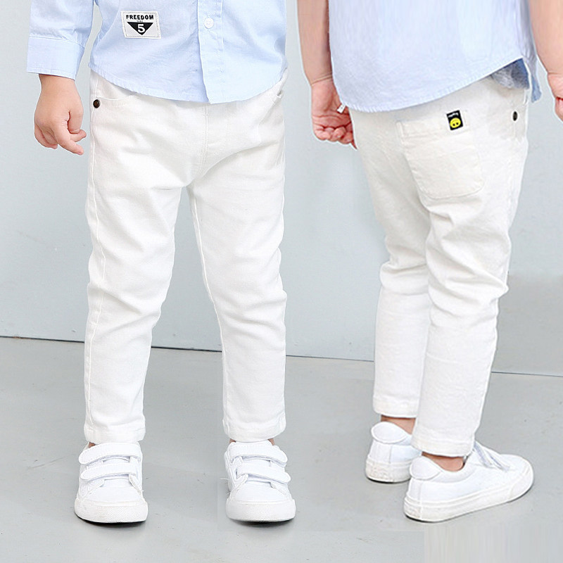 男童裤子秋裤儿童休闲裤白色2023年新款宝宝纯棉加绒黑色长裤弹力