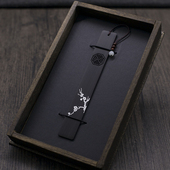 礼品 中国风四支套装 梅兰竹菊四君子书签 木质镶银镂空刻字定制