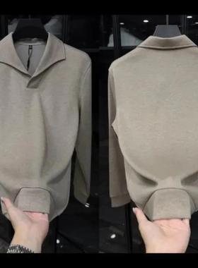 LHMN轻奢男k装E秋轻奢p尚品高档男士简约纯色舒适气质百搭打底衫