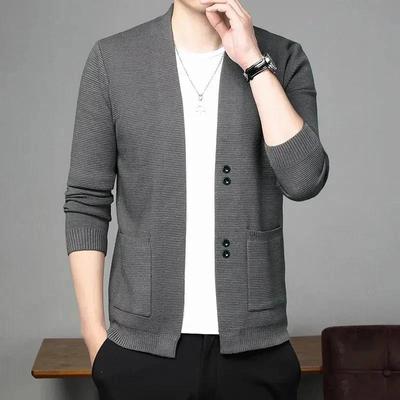 志诚潮牌男装新款秋季休闲商务修身男外穿帅气百搭外套针织开衫