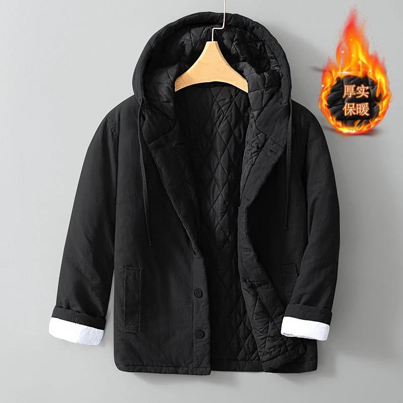 稀禧服饰一件过冬男士国风连帽Y加厚保暖休闲棉衣宽松舒适上衣外