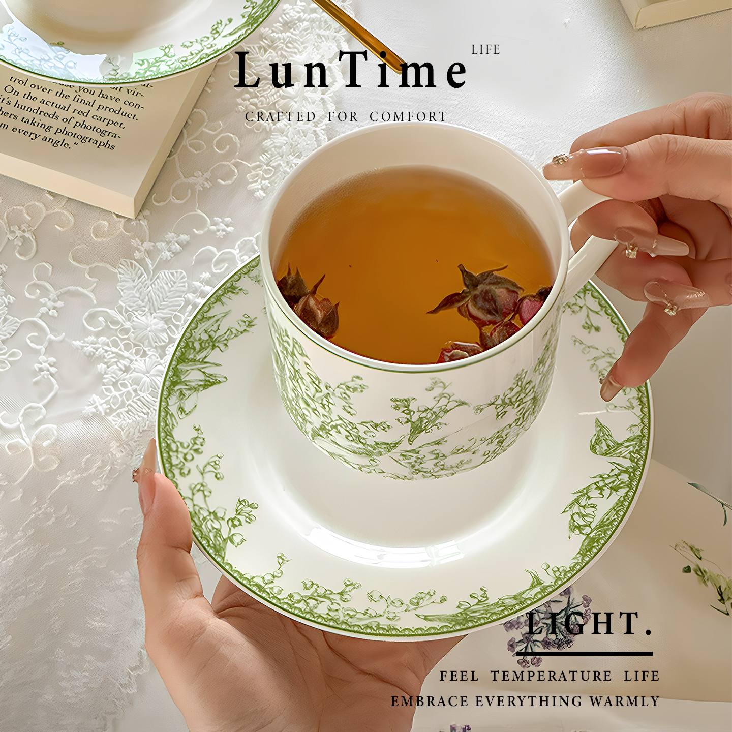 LunTime铃兰花咖啡杯法式骨瓷杯