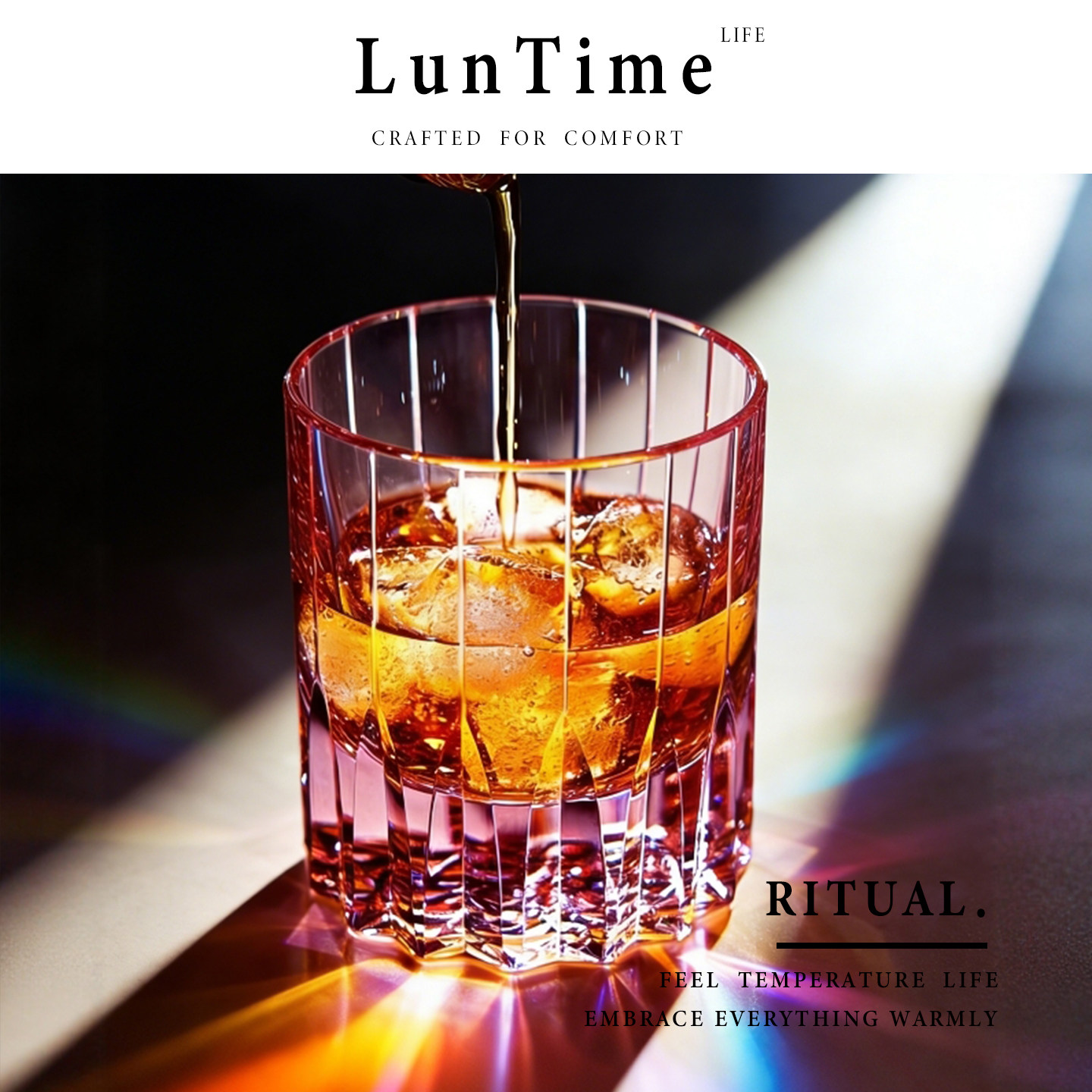 LunTime生活 粉色水晶玻璃威士忌洋酒杯子家用水杯礼盒装乔迁送礼