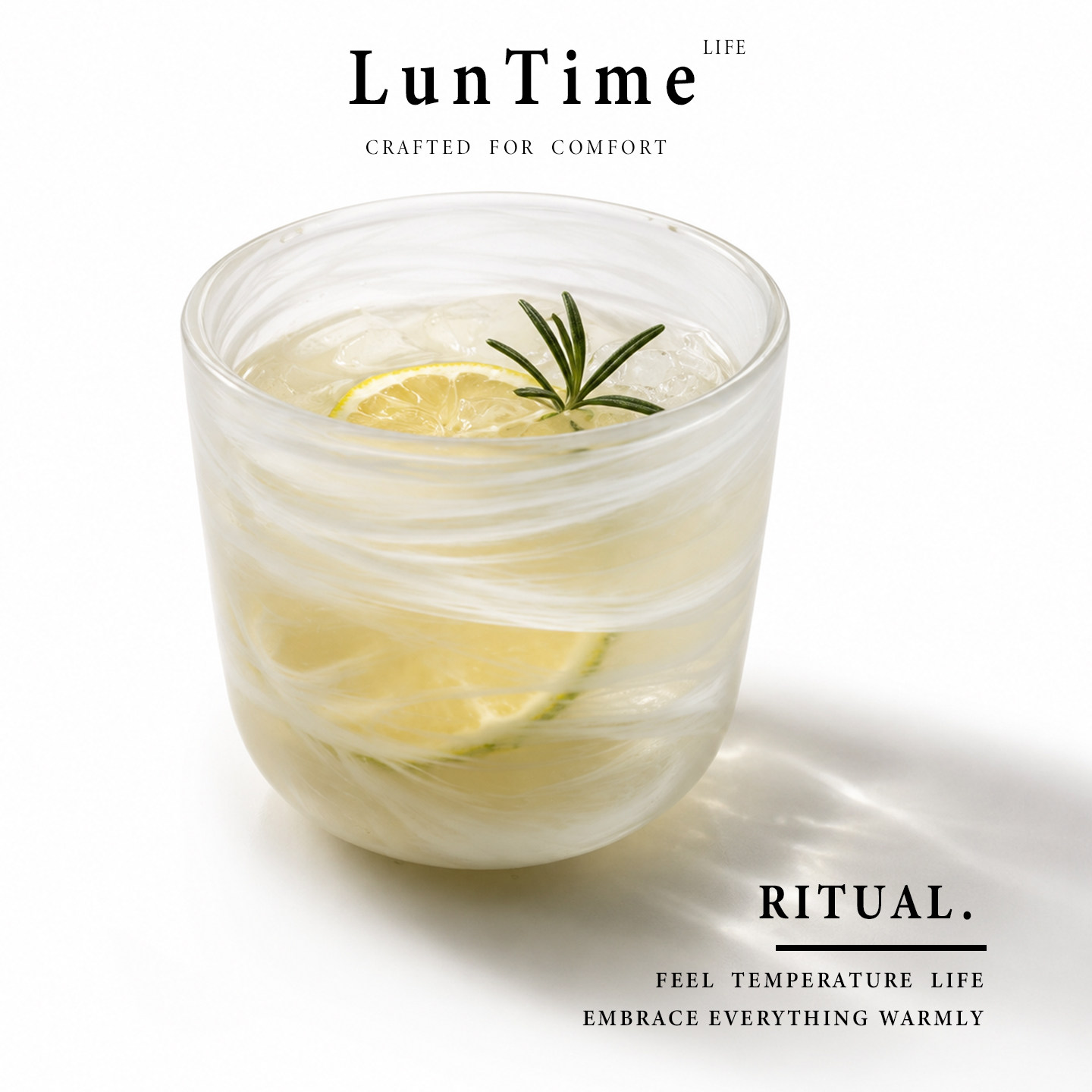 LunTime生活手工玻璃杯云雾肌理酒杯家用泡茶杯咖啡杯子礼品杯子