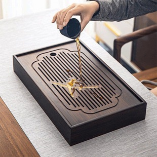 茶台功夫茶具竹茶海干泡台托盘 楠竹简约茶盘家用小型沥储水排水式