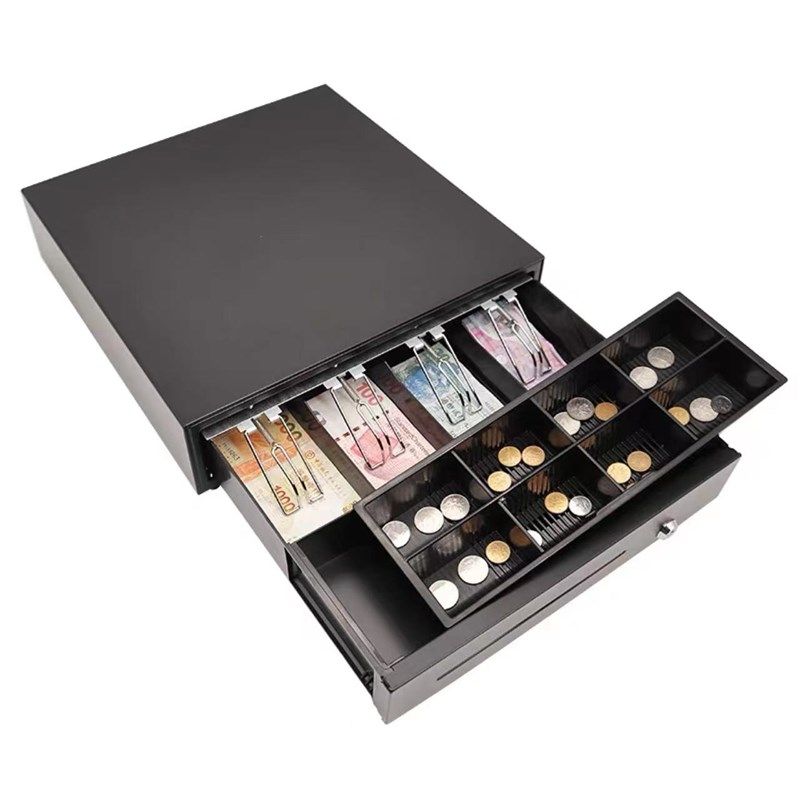 中国香港钱箱收银箱收钱柜四格三档带锁便利店海外收银盒