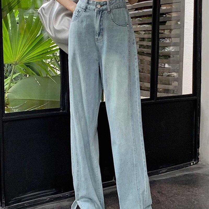 开叉牛仔裤女秋新款胖妹妹mm高腰宽松显瘦直筒宽裤梨形身材裤子,女装/女士精品,大码裤装,淘宝优惠券,粉丝福利购,淘宝优惠卷