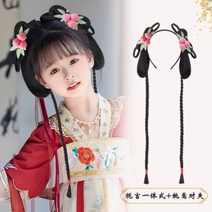 儿童汉服假发发箍一体古风垫发包发髻女童盘发造型演出古装 假发包