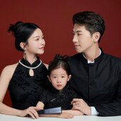 旗袍中式 全家套装 汉服中国风 一家三口四口拍照亲子装 2024影楼新品