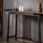 中式 复古入户玄关桌办公室茶室布置背景靠墙长条窄桌端景台条案几