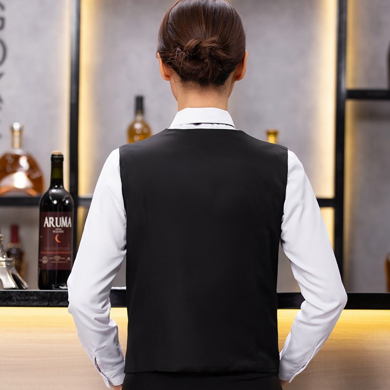 餐饮工作服咖啡厅快餐店收银马甲KTV服务员酒吧吧台制服新款套装