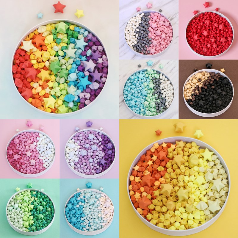 渐变色星星折纸条幸运星五角星手工纸幼儿园可爱装饰创意生日礼物