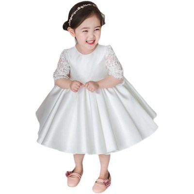 小孩生日花童礼服秋冬季儿童公主裙女宝宝一周岁礼服蓬蓬裙女童