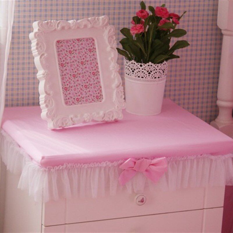 韩式田园纯棉床头柜盖布小台布 床头柜罩 防尘罩桌布粉色定制茶几