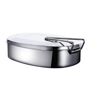 展望304不锈钢饭盒长方形加厚无磁单层学生便当盒餐盒方形饭盒