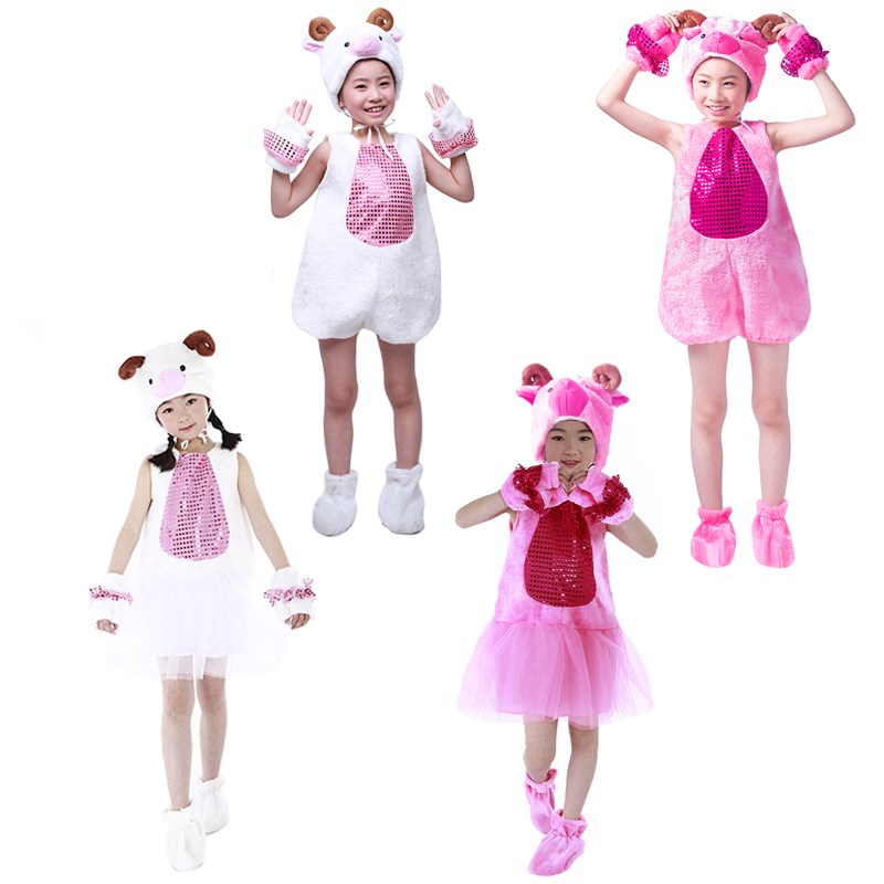 儿童动物小羊演出服装卡通山羊舞蹈服喜羊羊绵羊表演衣服连体亮片