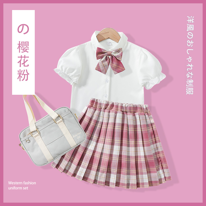 女童jk制服套装裙子2023新款夏装洋气儿童夏季小学生学院风连衣裙