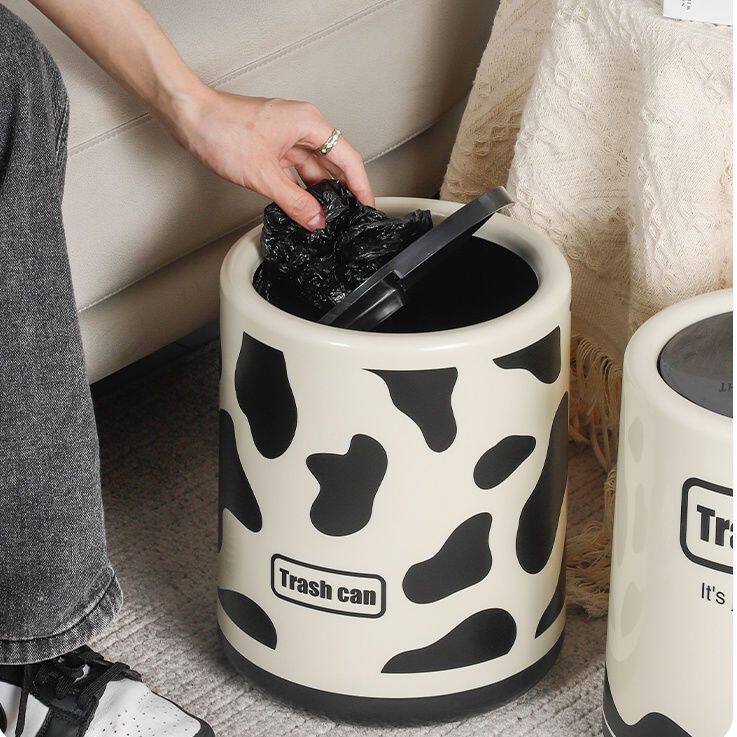 摇盖奶油风垃圾桶家用2023新款大容量带盖客厅高颜值可爱卧室厕所