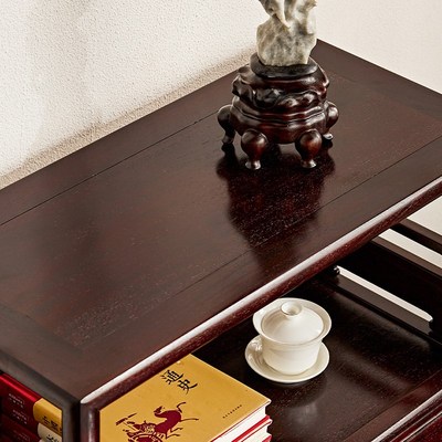 宋韵赞比亚血檀小书架新中式茶水架实木餐边柜非洲小叶紫檀茶水柜