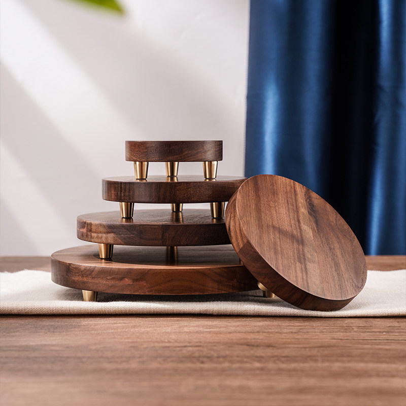 北美黑胡桃木圆形底座 佛像座底鱼缸茶具工艺品展示实木圆形底座,家居饰品,装饰摆件,淘宝优惠券,粉丝福利购,淘宝优惠卷