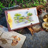 遵爵实木画板北美黑胡桃木多功能小画板展示板水彩纸垫板黄铜夹