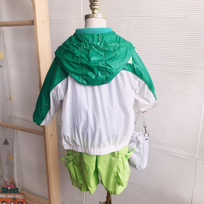 牛哆哆夏季款男女童连帽儿童皮肤衣轻薄洋气接拼色开衫21002