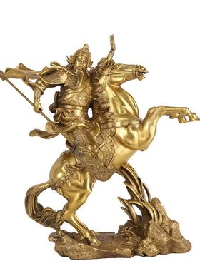 纯铜关公像铜像摆件武财神爷关羽关二爷横刀骑马关公店铺开业送礼