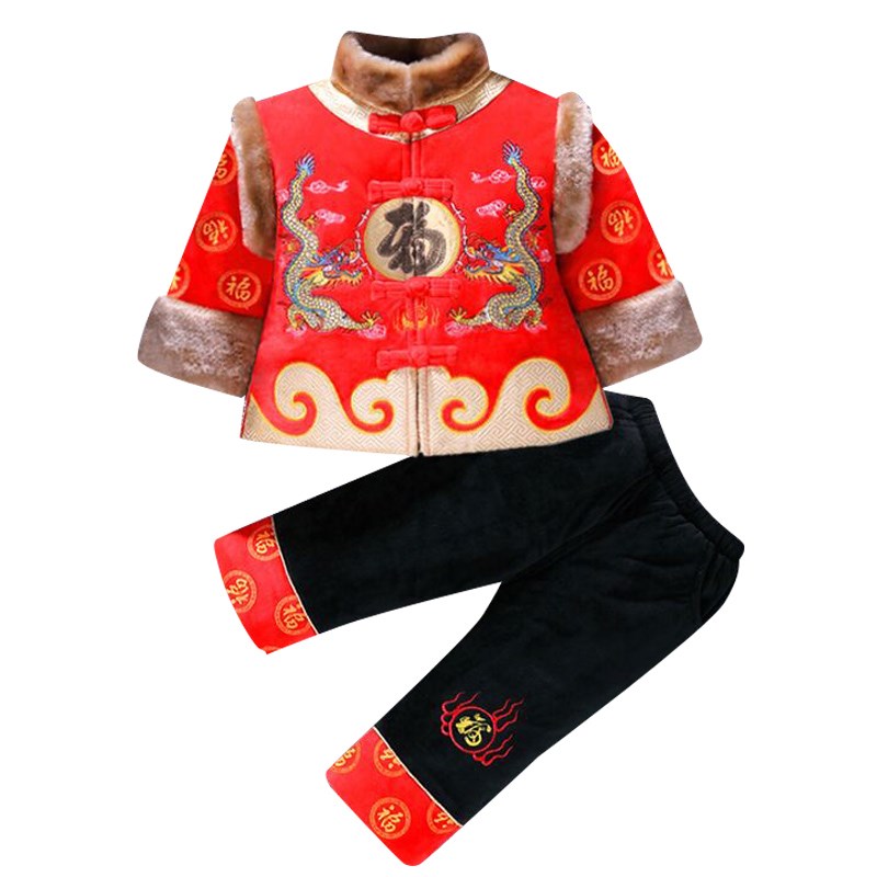 儿童唐装宝宝过年抓周1-2-3岁衣服儿童新年小孩加厚冬装棉衣男童