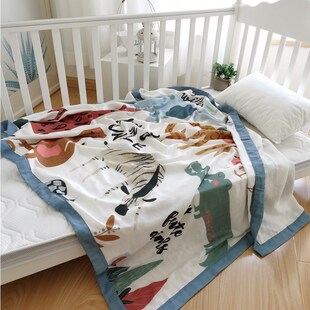 儿童竹棉纱布盖毯宝宝150200学生四六薄被子幼儿园空调成人夏凉