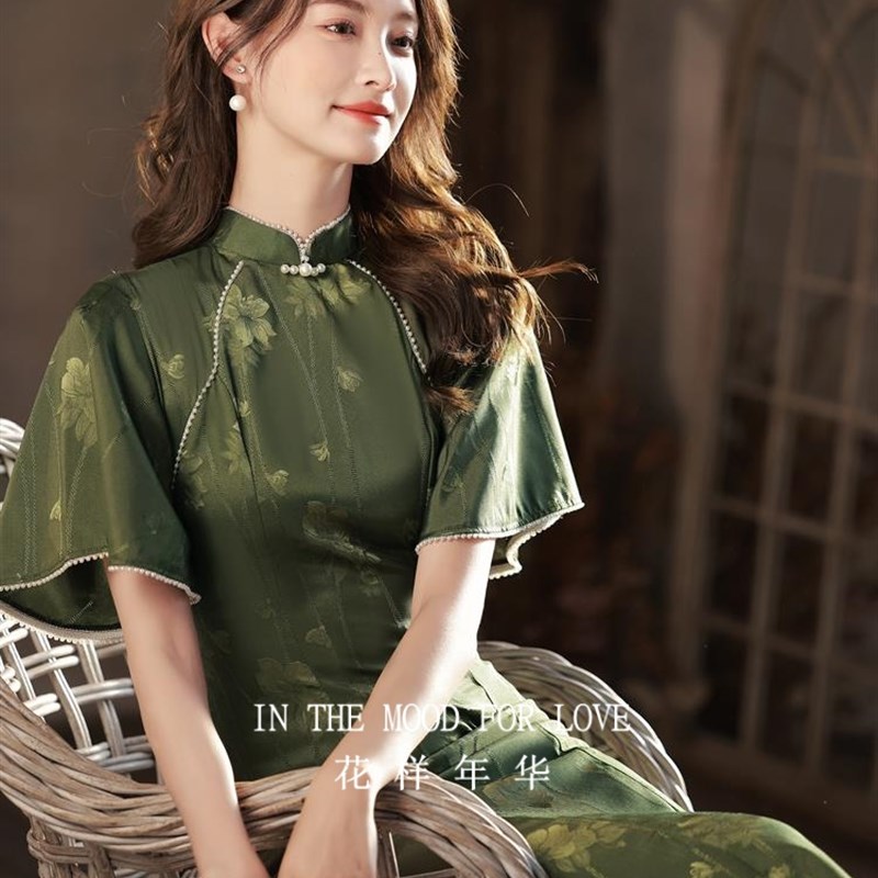 四小姐旗袍2025新款夏季连衣裙改良复古中式少女温婉优雅修身气质