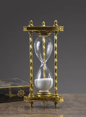 美式家居装饰复古创意沙漏摆件 欧式书房30分计时器摆设工艺礼品