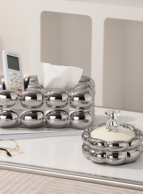 棉花糖纸巾盒客厅创意多功能遥控器收纳盒轻奢茶几抽纸盒装饰摆件