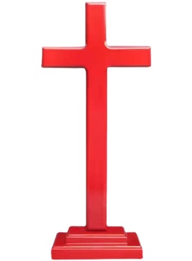红色实木十字架小摆件 木质礼品桌面客厅家居大摆件饰品礼品