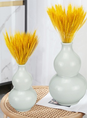 白色陶瓷葫芦花瓶小清新全白色葫芦中式玄关客厅书房家居装饰摆件