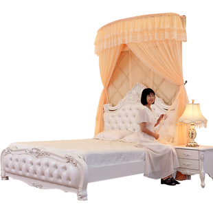 2021新款 U型伸缩蚊帐家用隐形折叠导轨1.8米床支架1.5m1.2公主风