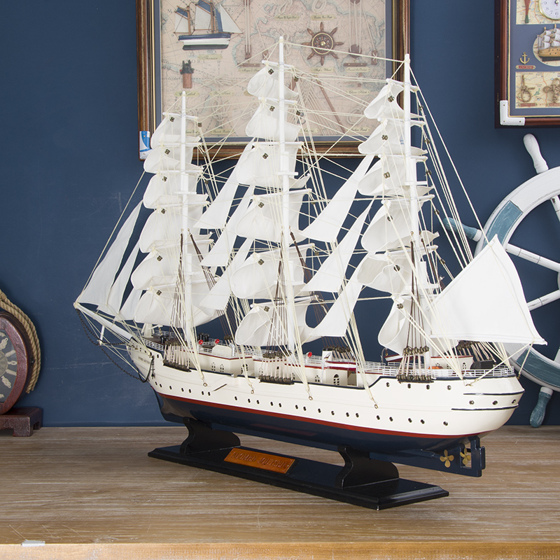 欧式芬兰白天鹅号帆船拼装模型 一帆风顺船模摆件玄关酒柜装饰品