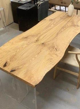 LIS白蜡木书大板桌悬浮餐亚克力电脑办公桌桌桌民宿原木侘寂风泡