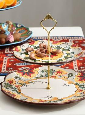 波西亚陶瓷生双层串盘创果意北米CP202101欧甜品台日蛋糕架下午茶