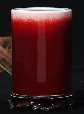 师景陶瓷笔筒德镇红陶瓷器公仿古郎釉笔筒时尚办室书房装饰摆件教