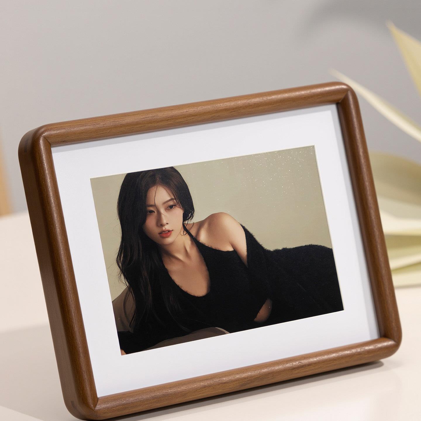 黑胡桃实木相摆台框6六寸洗高写真y照片打印8级感7定制dWDP-XKSMi